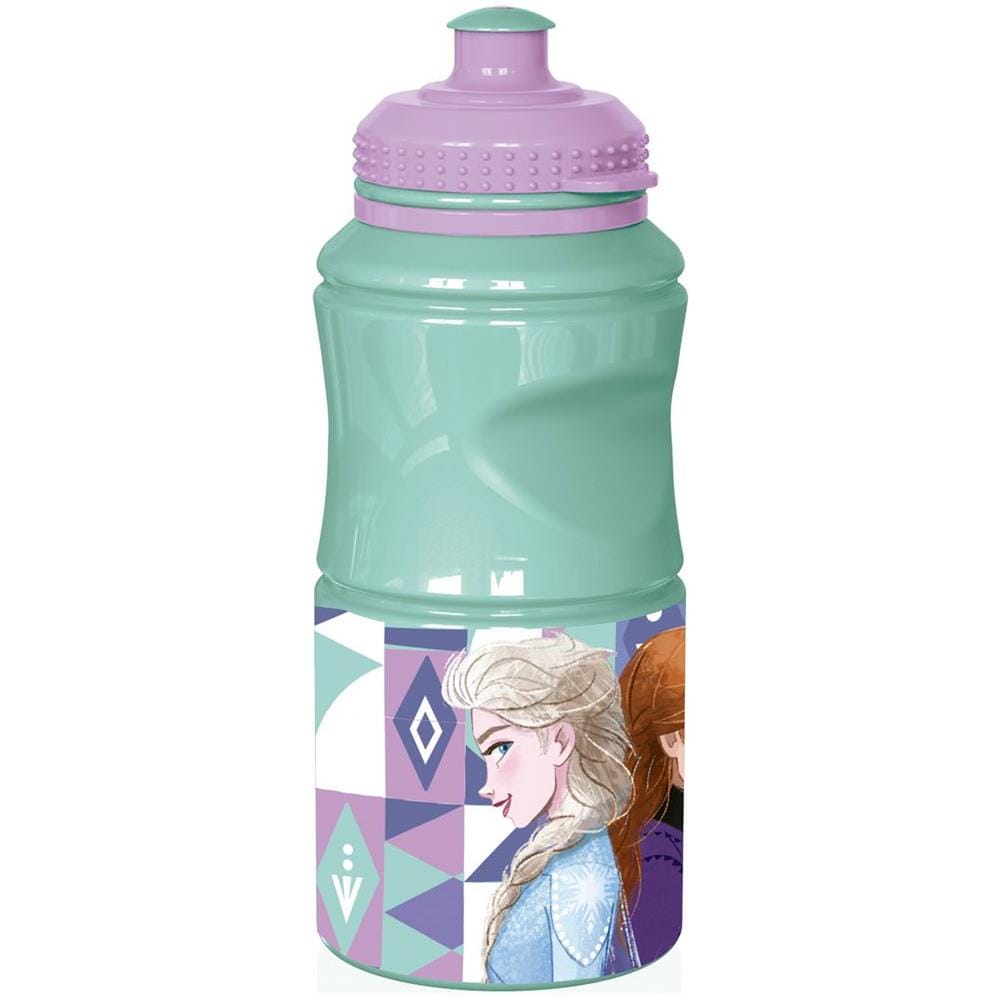 Disney Borraccia Azzurra Per Bambini In Plastica Frozen Elsa E Anna 380 Ml Con Chiusura Antigoccia E Banda Antiscivolo - Foto 1