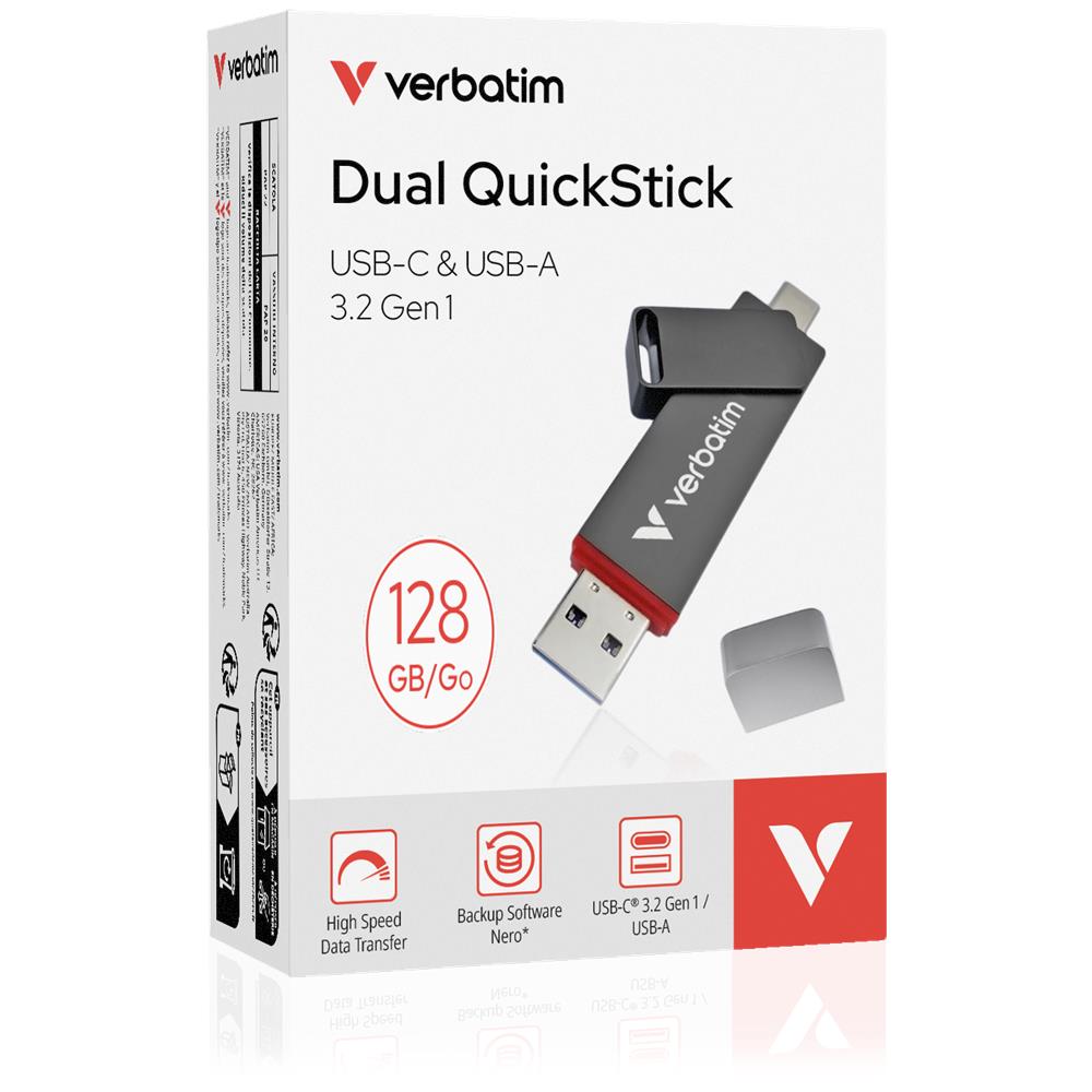 Dual QuickStick unità flash USB 128 GB USB Type-A / USB Type-C 3.2 Gen 1 (3.1 Gen 1) Grigio - Foto 2