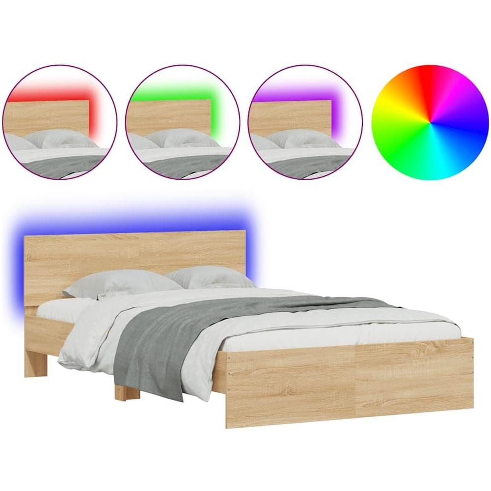 Giroletto con Testiera e LED Rovere Sonoma 120x190 cm - Foto 1