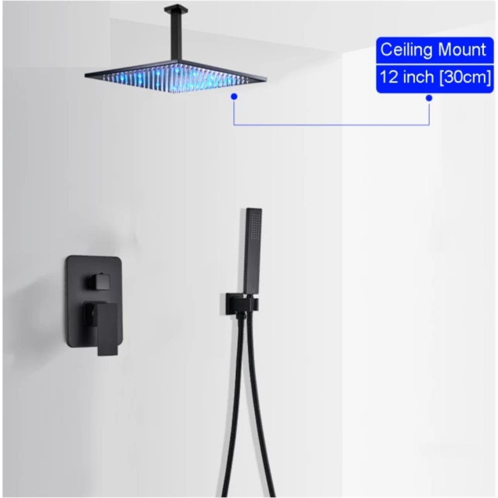 Set miscelatore doccia, Blackswan, tipo M73.56 LED, modello nero opaco, misura 30 cm - Foto 2