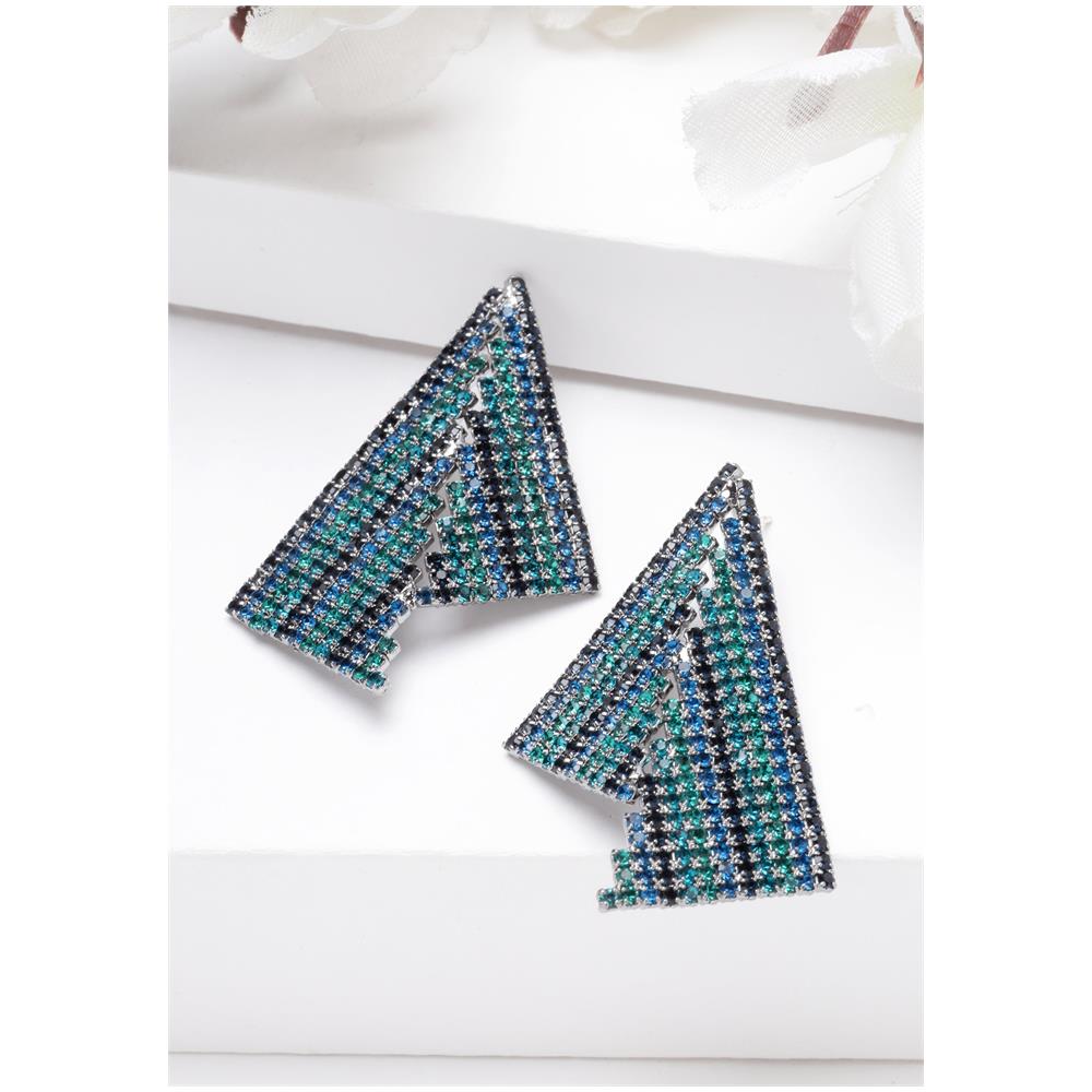 Orecchini Triangolo Asimmetrico in Cristallo Blu - Foto 2