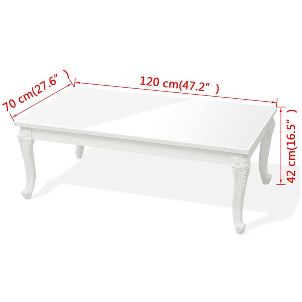 vidaXL Tavolino da Caffè 115x65x42 cm Bianco Lucido ePRICE vidaXL Tavolino da Caffè 115x65x42 cm Bianco Lucido