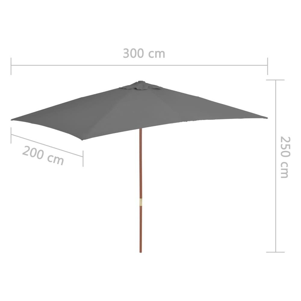 Ombrellone Da Esterni Con Palo In Legno 200x300 Cm Antracite - Foto 7