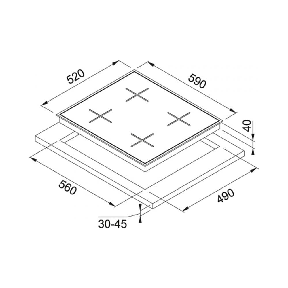 Piano Cottura FHNG6044GTCBKC a Gas 4 Fuochi Gas Colore Nero - Foto 2