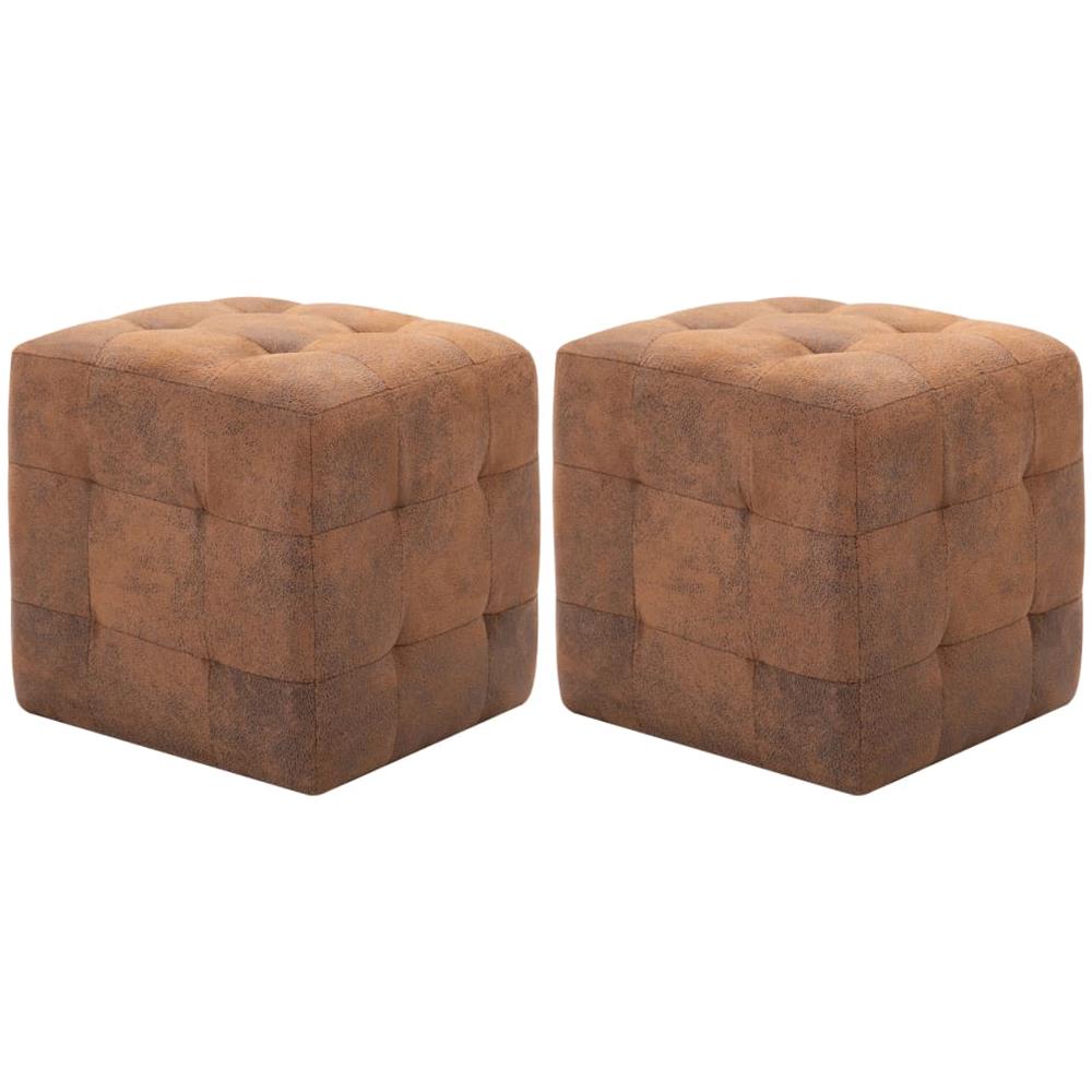 Comodini 2 Pz Marrone 30x30x30 Cm In Similpelle Scamosciata - Foto 1