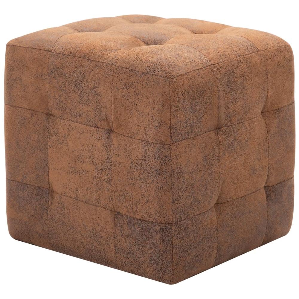 Comodini 2 Pz Marrone 30x30x30 Cm In Similpelle Scamosciata - Foto 2