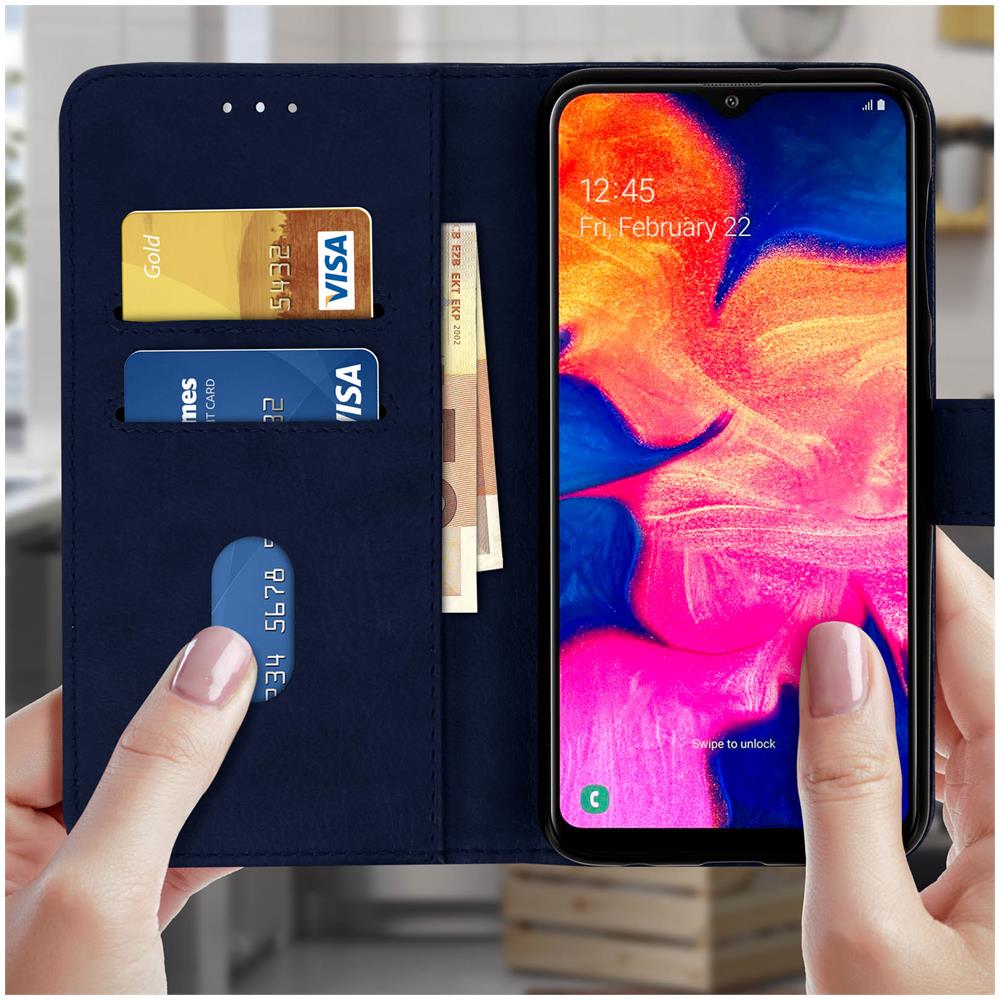 Custodia Galaxy A10 Portacarte Funzione Supporto Cover Silicone - Blu - Foto 2