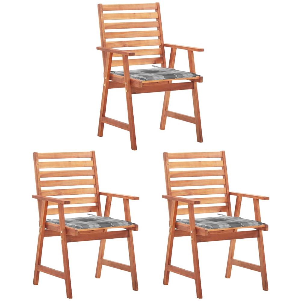 Sedie Da Pranzo Da Esterni Con Cuscini 3 Pz Massello Di Acacia - Foto 1