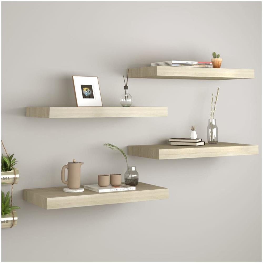 Scaffali A Parete 4 Pz Rovere 50x23x3,8 Cm In Mdf - Foto 1