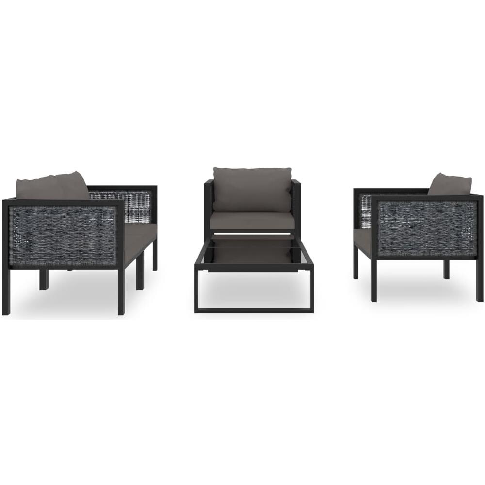 Set Divani da Giardino 5 pz con Cuscini in Polyrattan Antracite - Foto 2