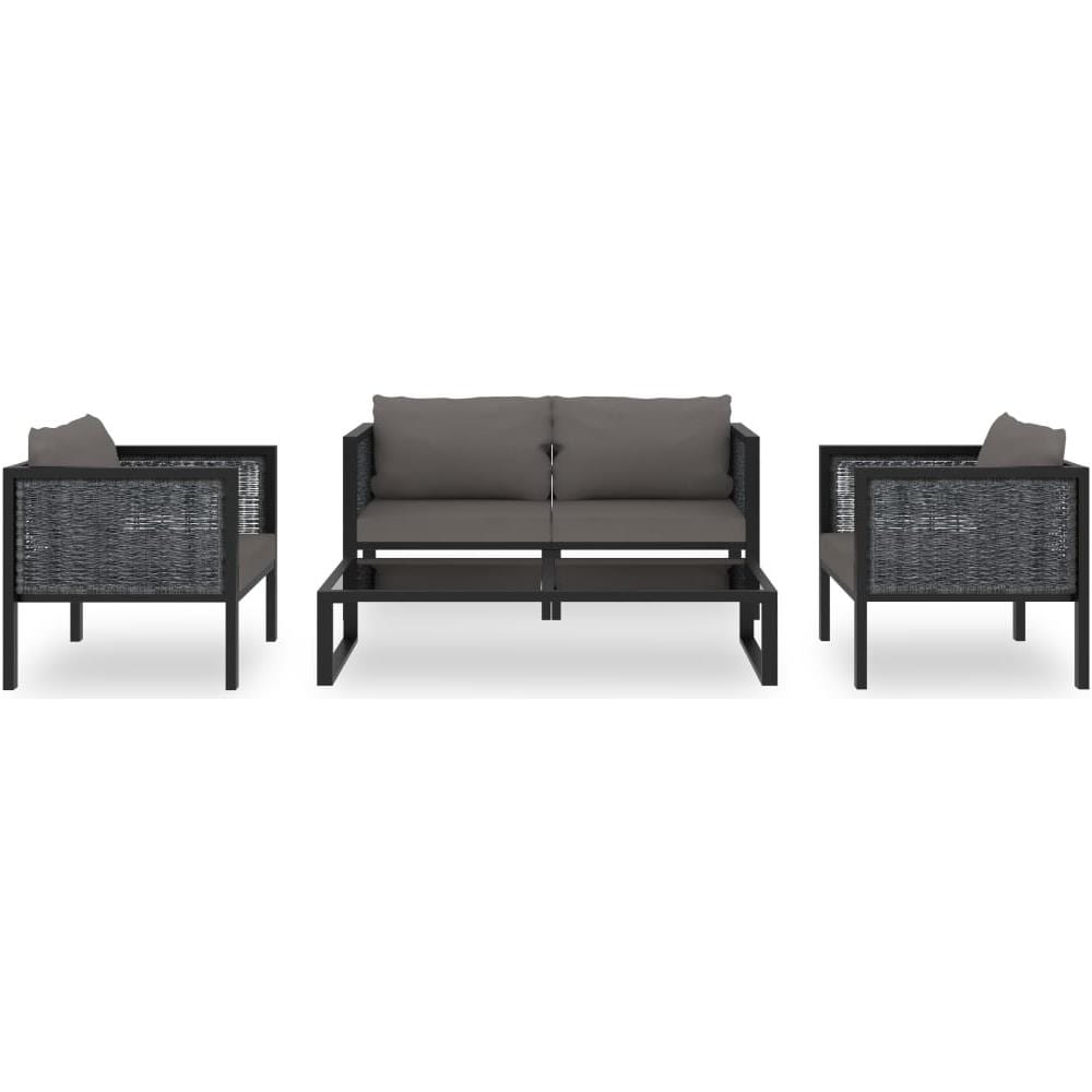 Set Divani da Giardino 5 pz con Cuscini in Polyrattan Antracite - Foto 3