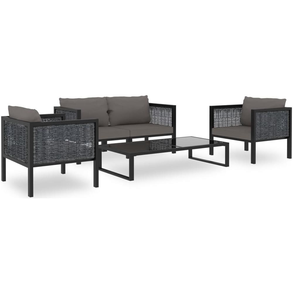 Set Divani da Giardino 5 pz con Cuscini in Polyrattan Antracite - Foto 1