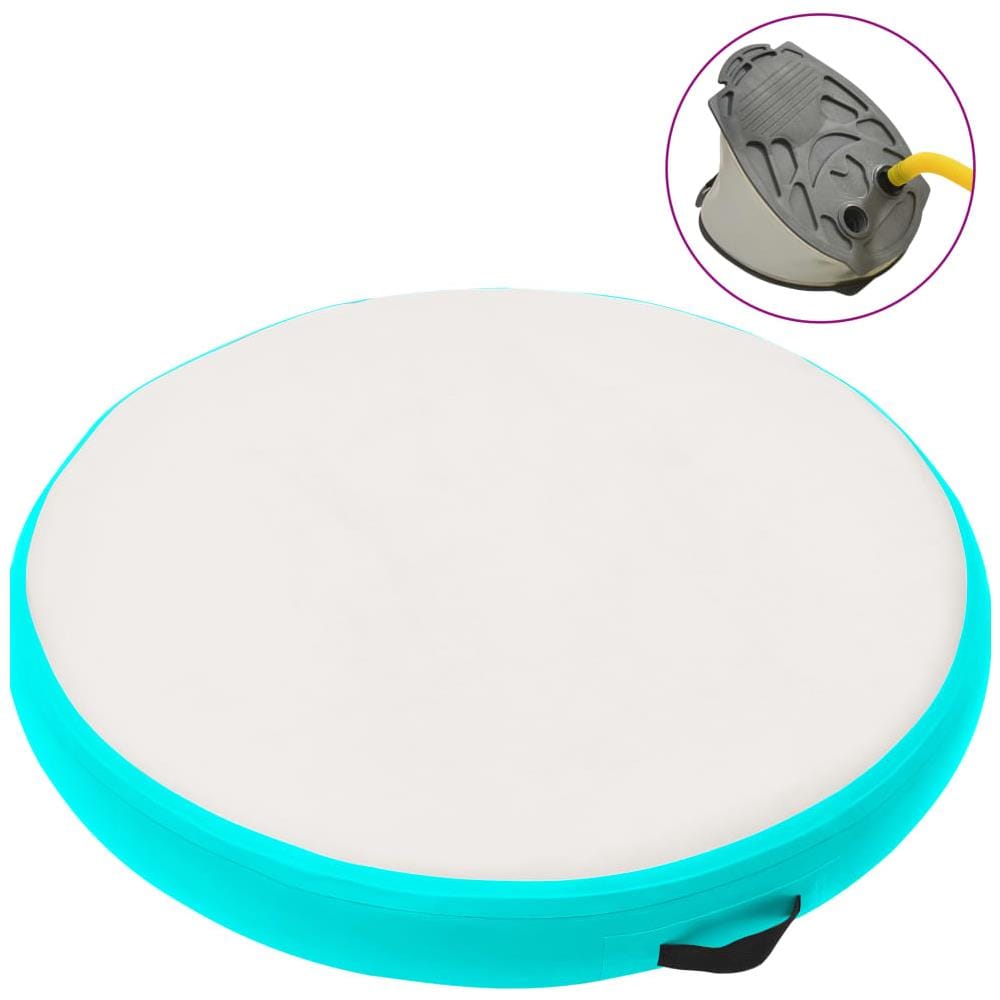 Tappetino Ginnastica Gonfiabile e Pompa 100x100x15cm PVC Verde - Foto 1