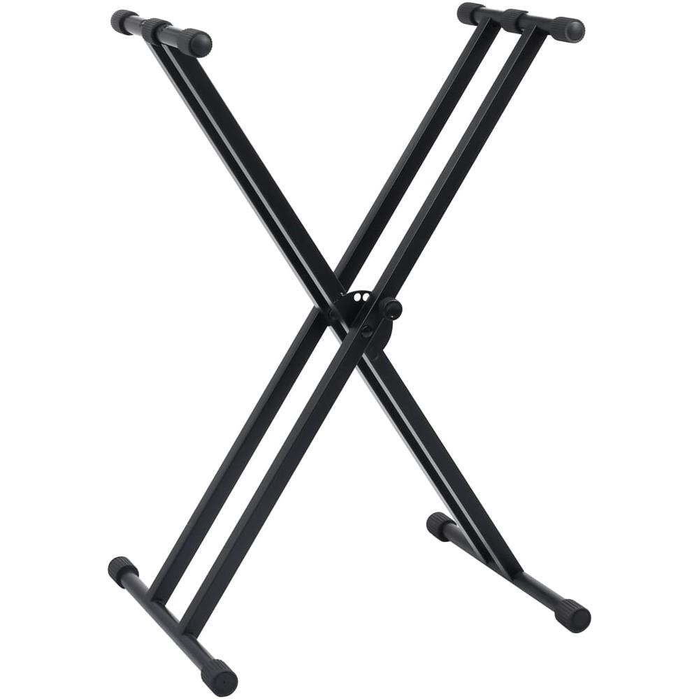 Set Supporto per Tastiera a Doppia Staffa con Sgabello Nero - Foto 3