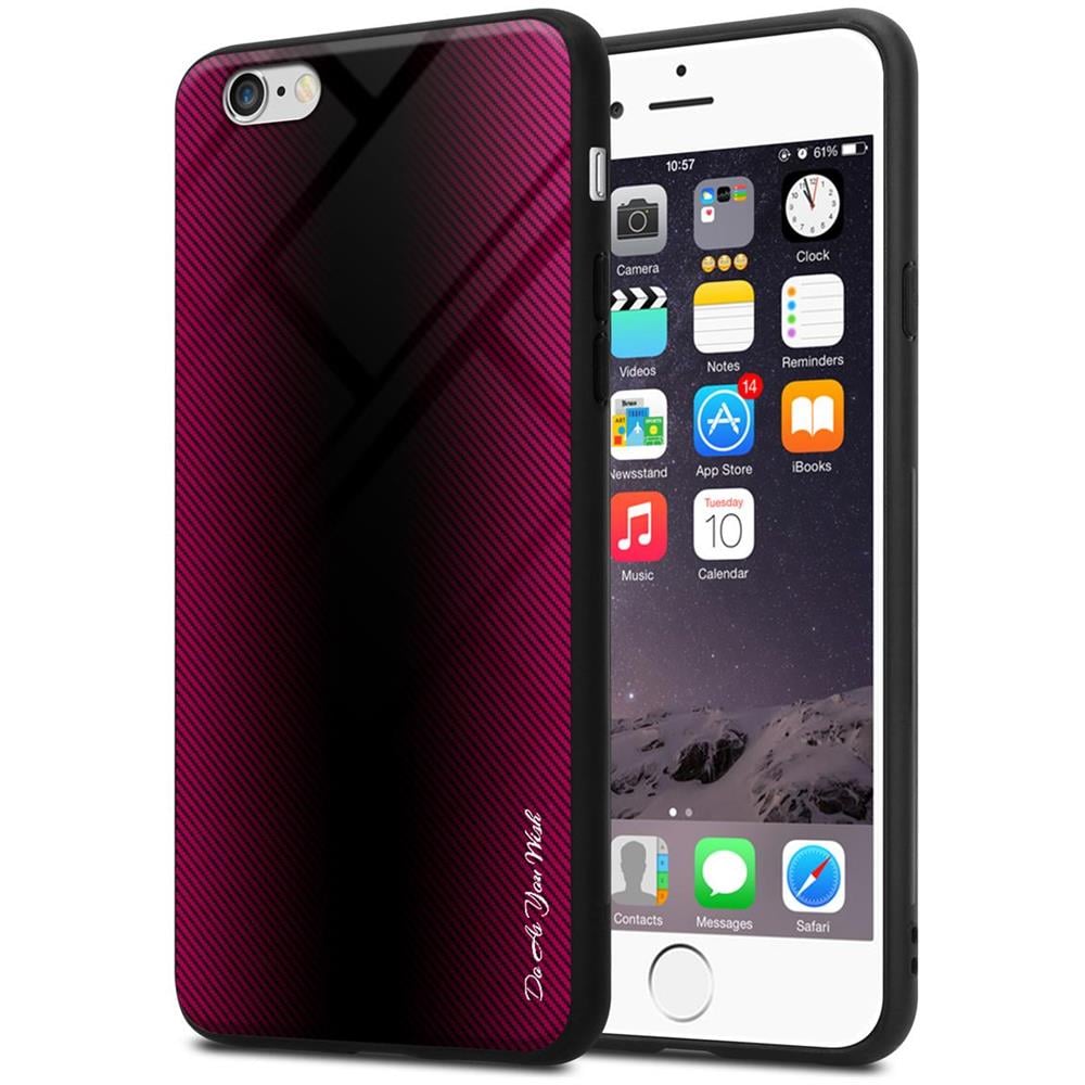 Custodia Compatibile Con Apple Iphone 6 / 6s - Ottica A Strisce In Cremisi Rosa - Coperchio Protettivo In Vetro Temperato E Silicone Tpu - Foto 1