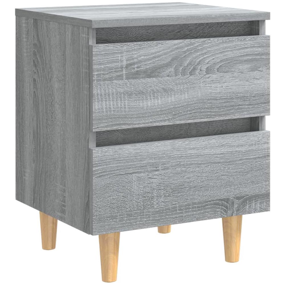 Comodino con Gambe in Legno Massello Grigio Sonoma 40x30x50 cm - Foto 2