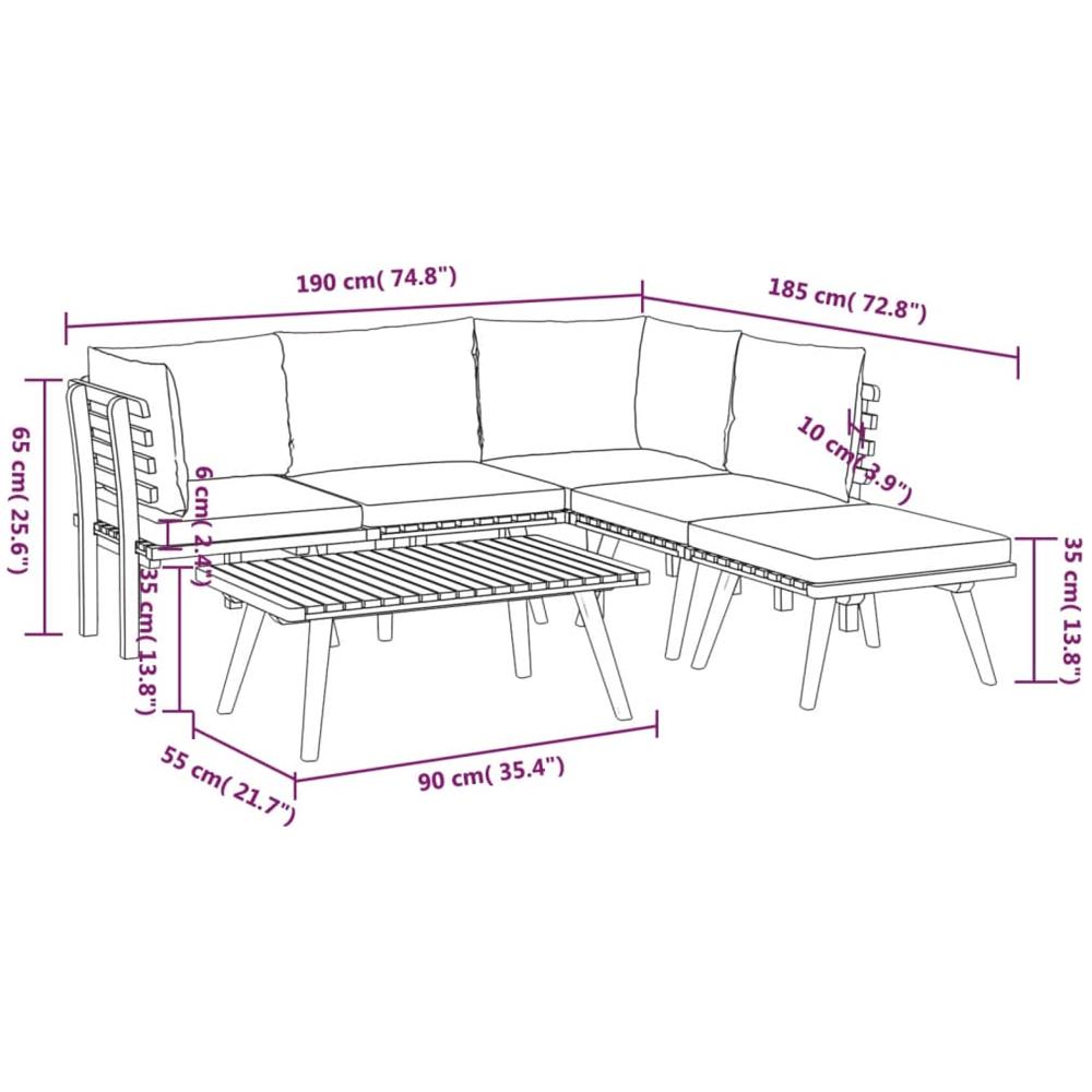 Set Divani Da Giardino 6 Pz Con Cuscini In Massello Di Acacia - Foto 7