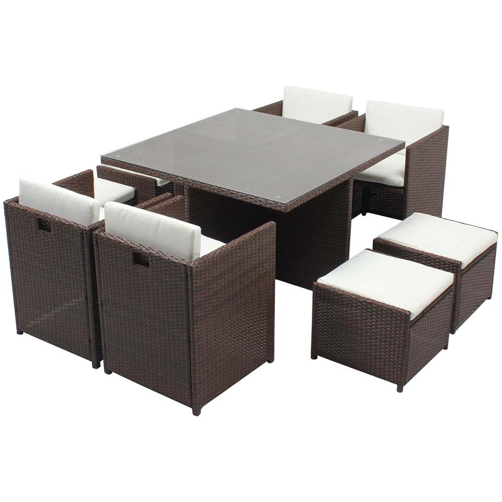 Salotto Da Giardino A Incasso 8 Posti Resina Intrecciata Castagna/bianco Miami - Foto 1