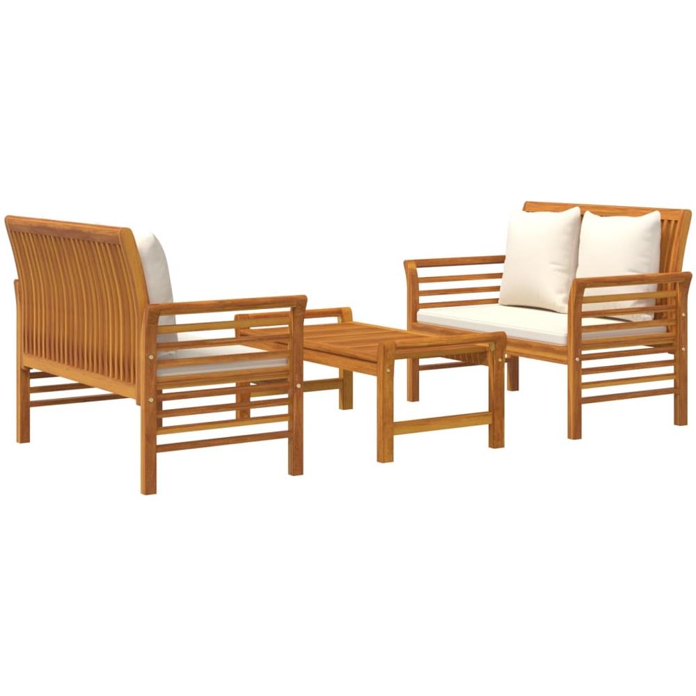 Set Divani Da Giardino 3pz Con Cuscini In Legno Massello Acacia - Foto 3