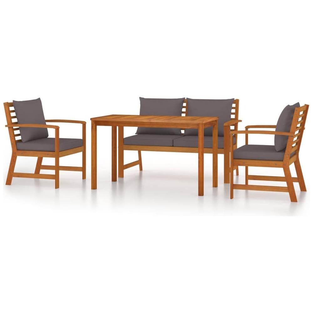 Set Da Pranzo Giardino 4pz Con Cuscini Legno Massello Di Acacia - Foto 2