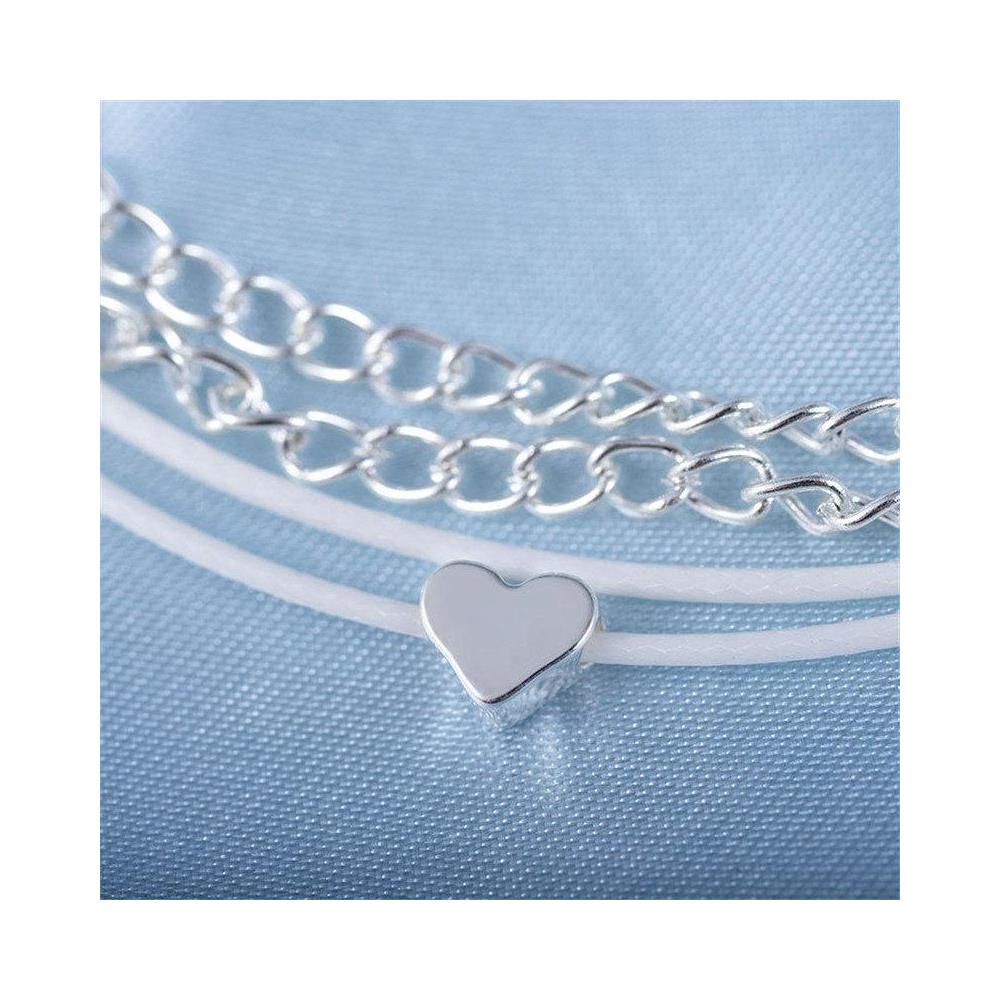 Cavigliera A Cuore In Lega Di Zinco A 4 Strati In Argento - Gioielli Da Spiaggia - Foto 2