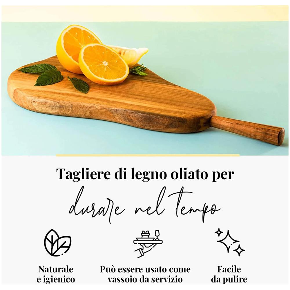 Tagliere In Legno A Forma Di Pera Fatto A Mano In Legno Di Noce Scuro Massiccio - Foto 2