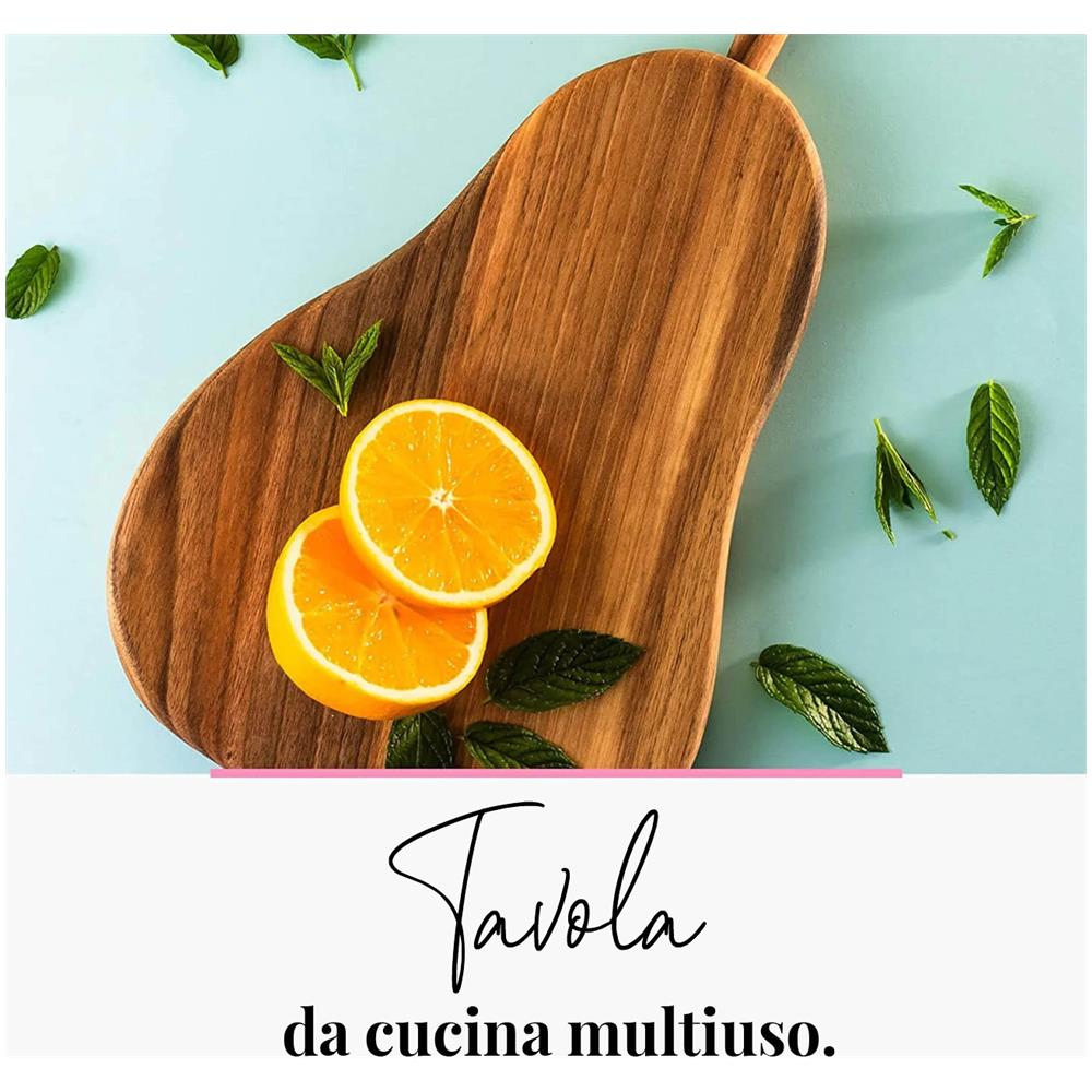 Tagliere In Legno A Forma Di Pera Fatto A Mano In Legno Di Noce Scuro Massiccio - Foto 3