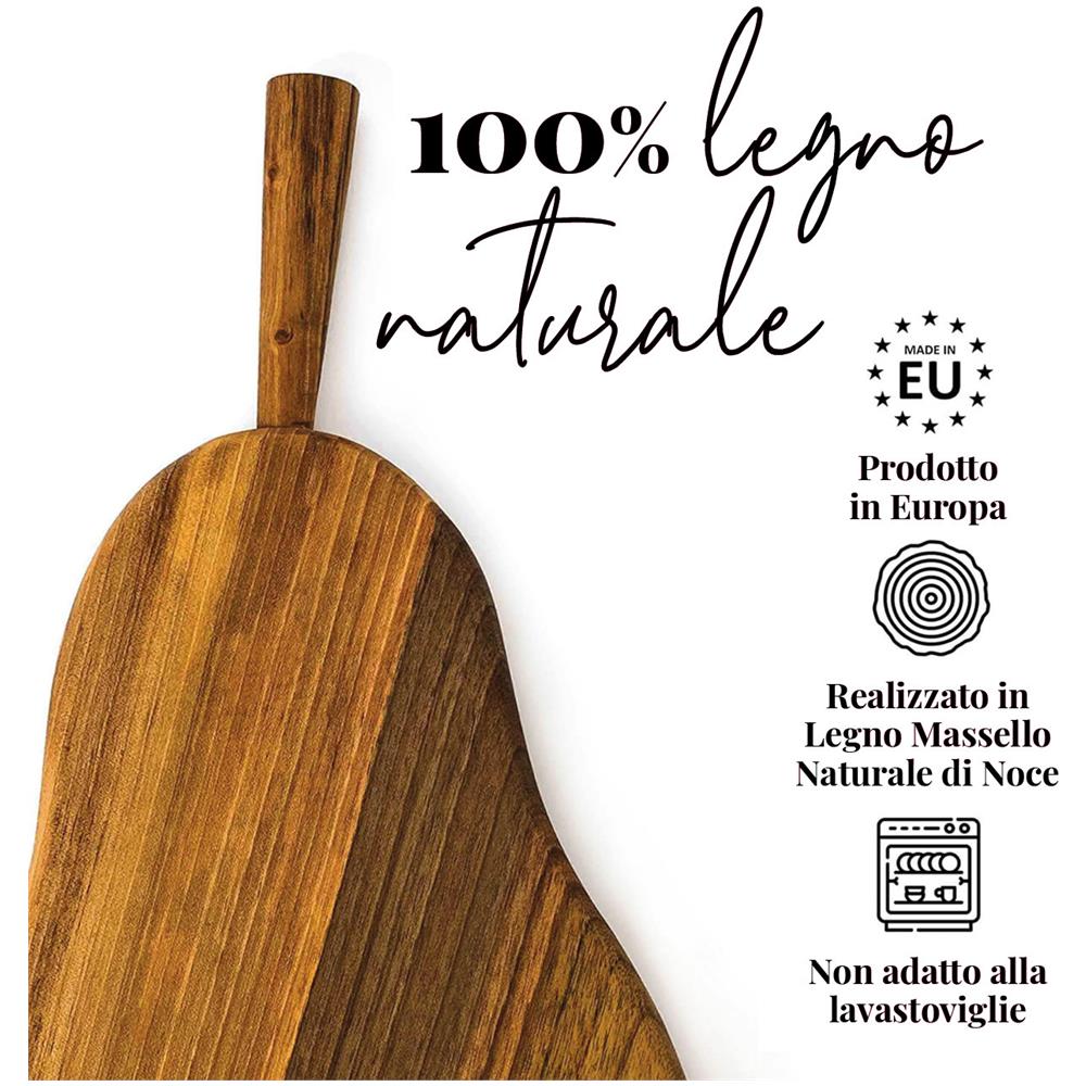 Tagliere In Legno A Forma Di Pera Fatto A Mano In Legno Di Noce Scuro Massiccio - Foto 1