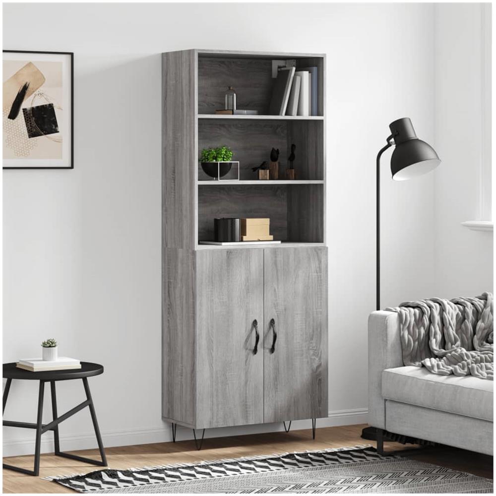 Credenza Cucina/Soggiorno Tidyard – Grigio Sonoma, Legno Multistrato, 80x30x60 Cm, Con Ante
