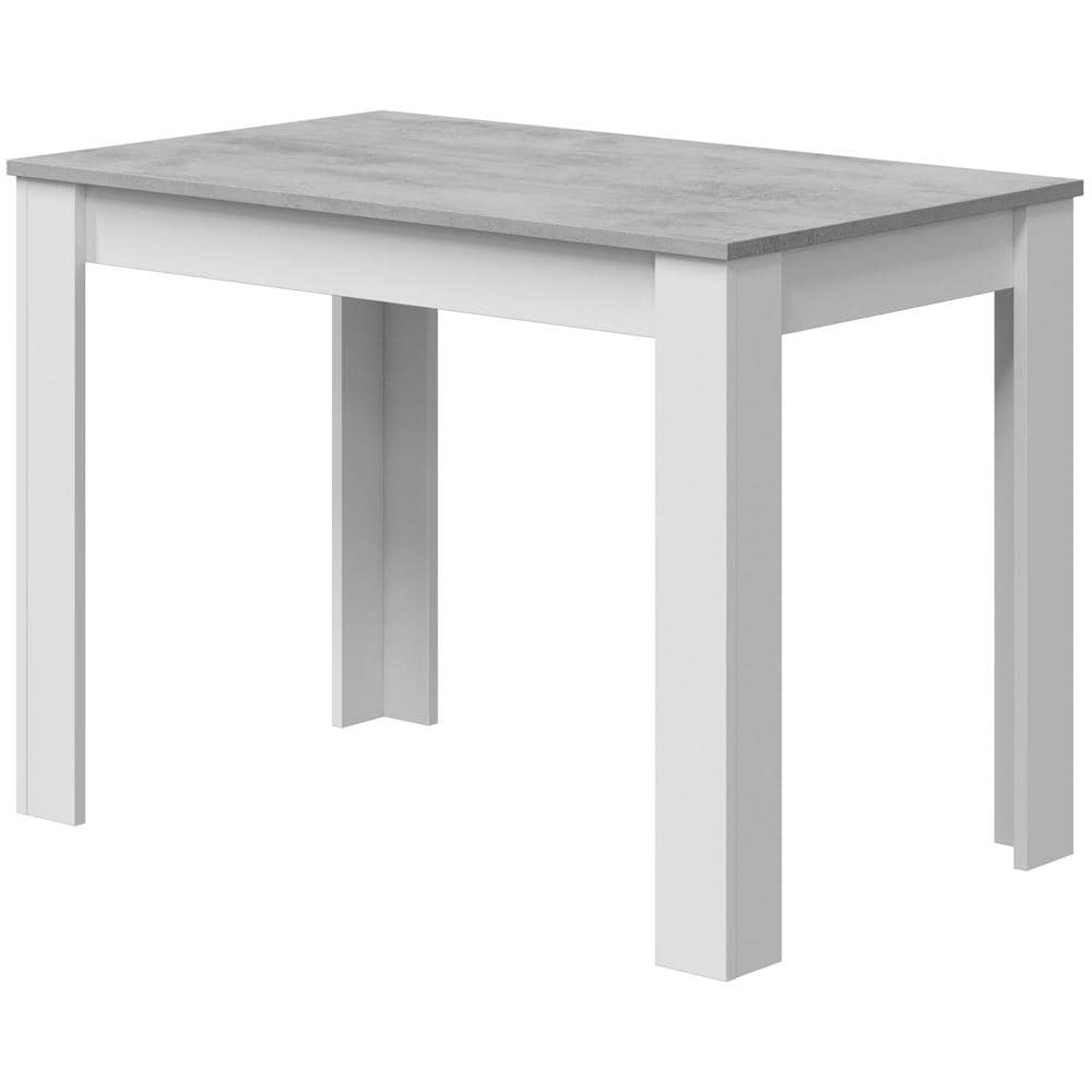 Tavolo Fisso Lowell, Tavolo Per Sala Pranzo, Tavolo Consolle Moderno Per Salotto O Cucina, 109x67x78 Cm, Bianco E Cemento - Foto 2