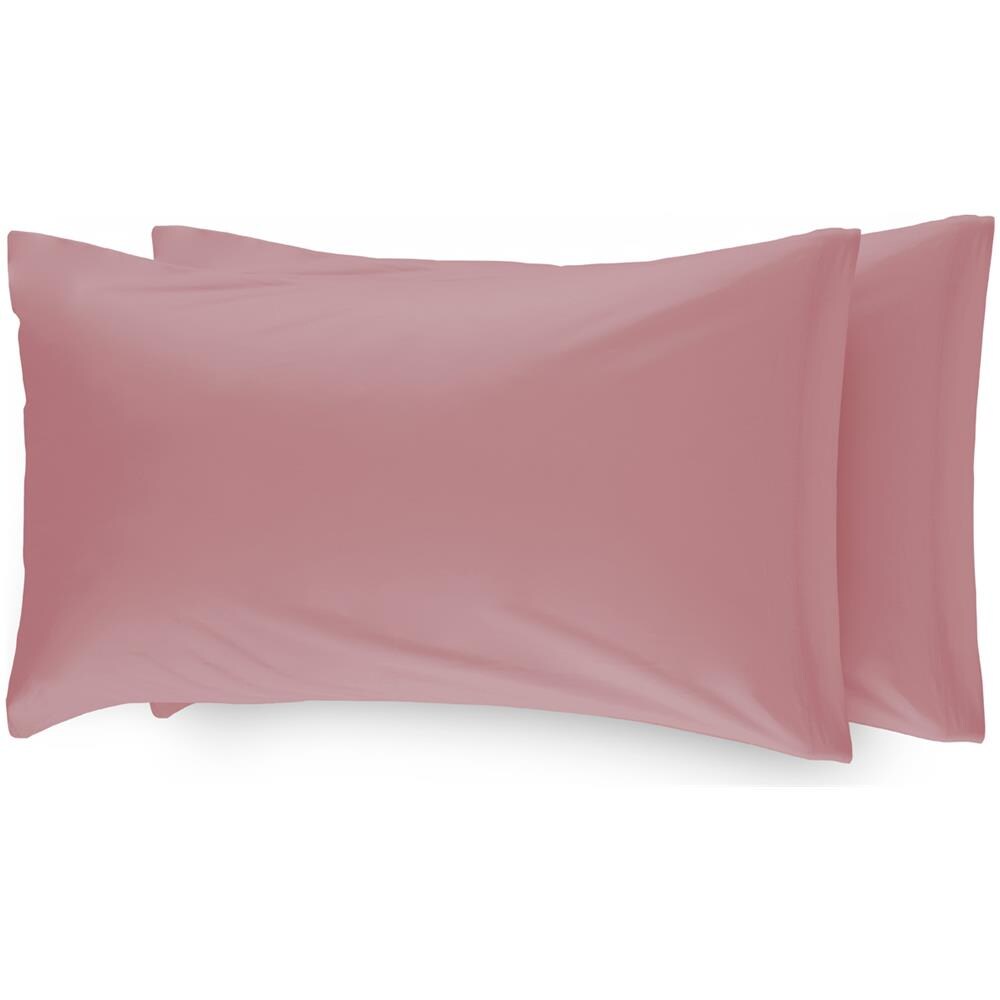 Coppia Federe Cuscino Letto In Microfibra No Stiro Tinta Unita Vari Colori Federe Rosa - Foto 1