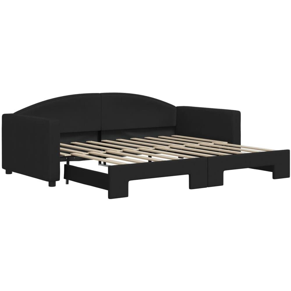 Divano Letto Con Letto Estraibile Nero 90x190 Cm In Tessuto - Foto 2