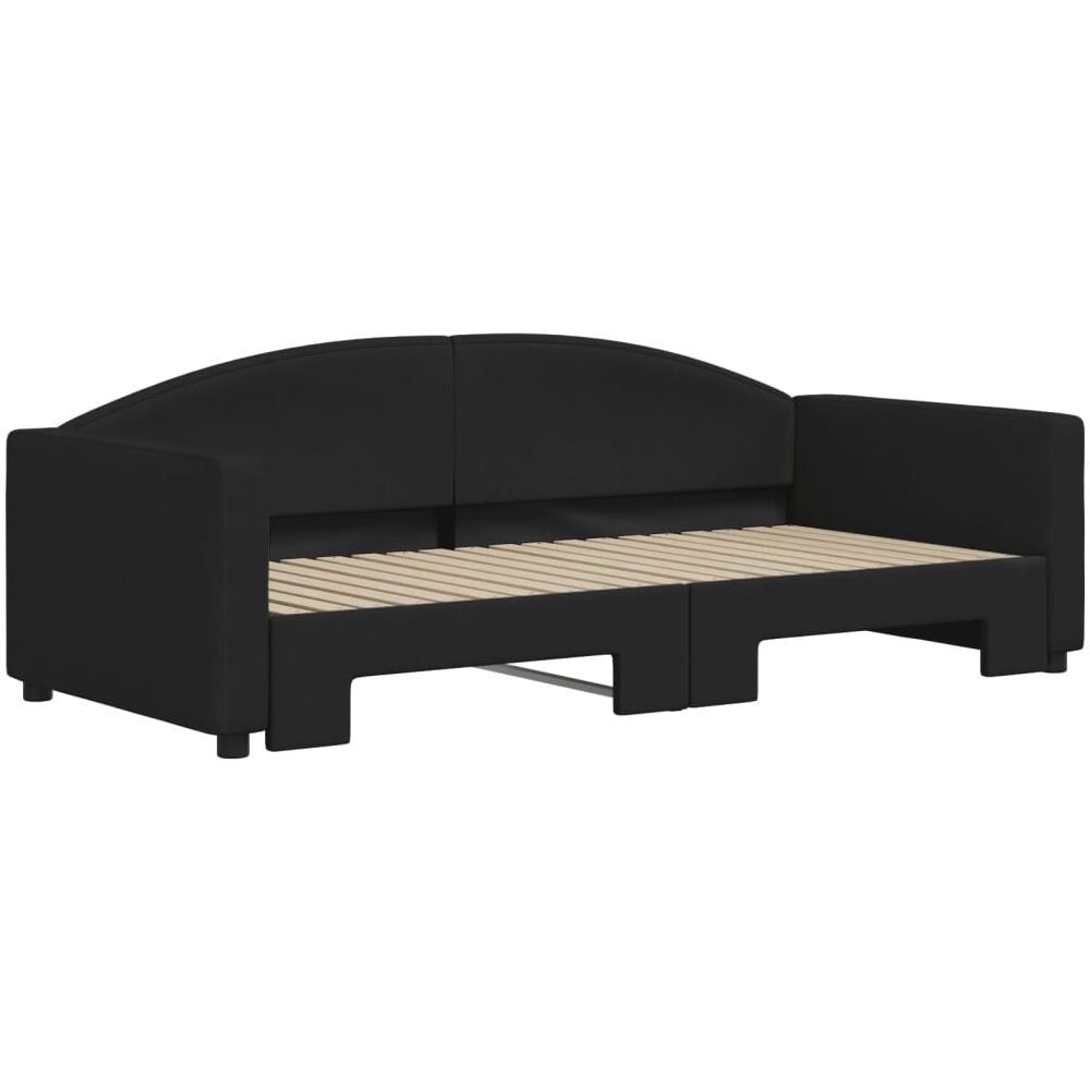 Divano Letto Con Letto Estraibile Nero 90x190 Cm In Tessuto - Foto 3
