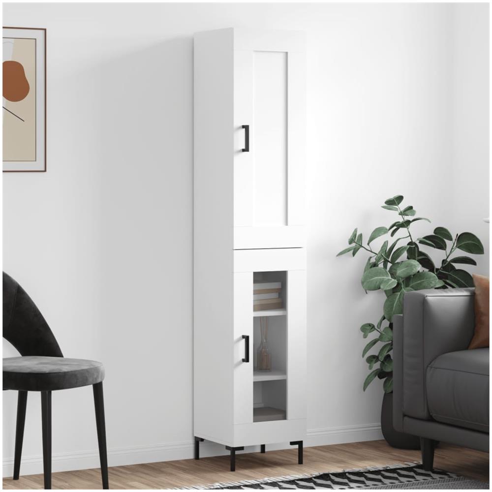 Credenza Bianca 34,5x34x180 Cm In Legno Multistrato - Foto 1