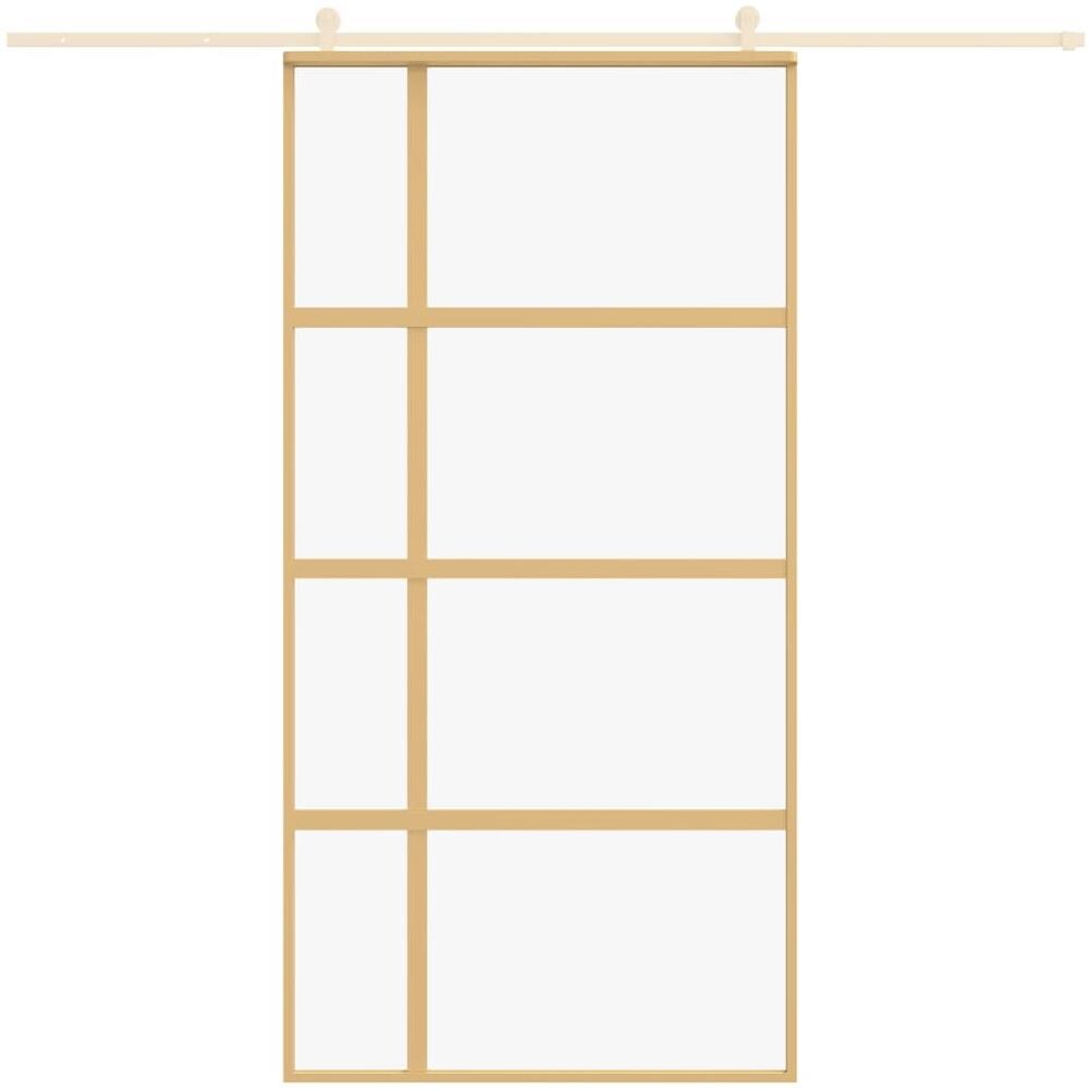 Porta Scorrevole Oro 102,5x205 Vetro Trasparente Esg Alluminio - Foto 3