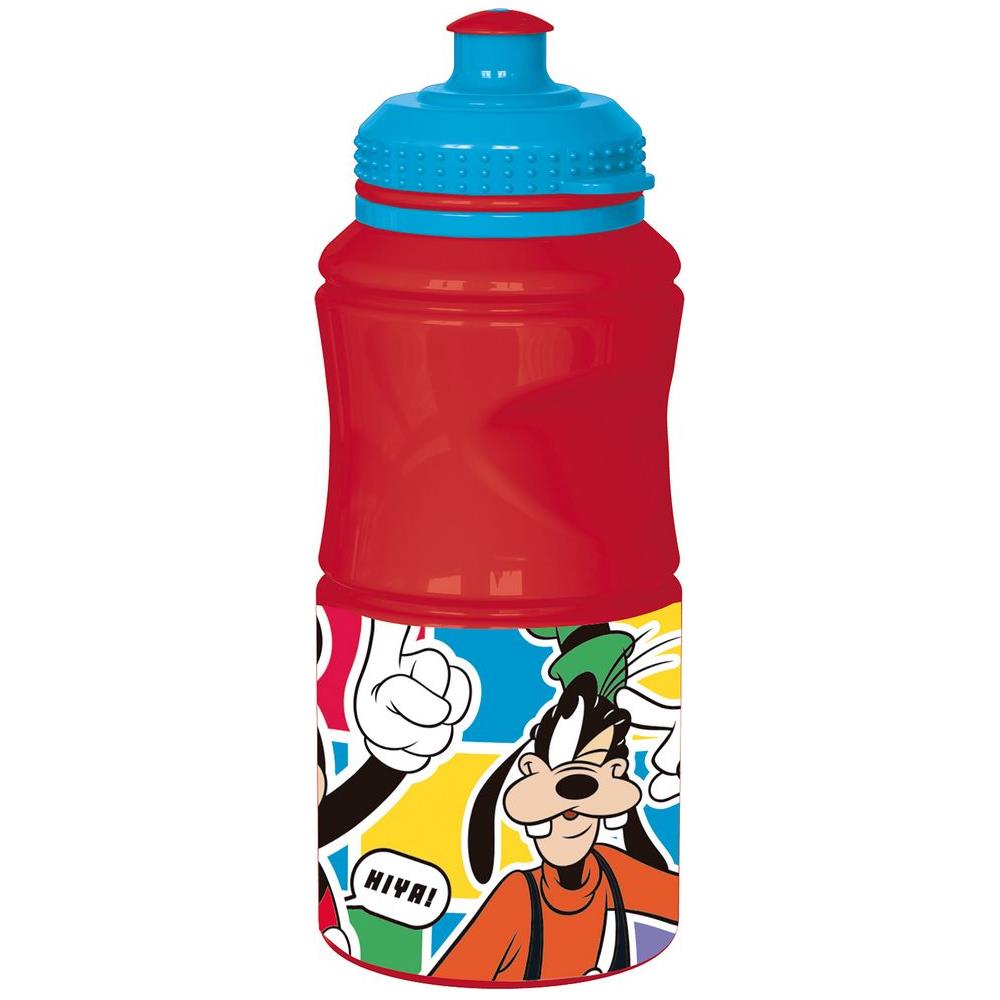 Disney Borraccia Rossa Per Bambini In Plastica Mickey Mouse Topolino 380 Ml Con Chiusura Antigoccia E Banda Antiscivolo - Foto 1