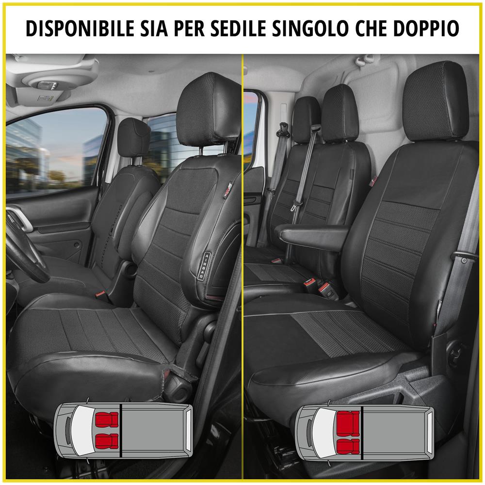 Premium Coprisedili Per Vw Crafter 04/2006-12/2016, 1 Coprisedile Singolo Anteriore + Copri Bracciolo, 1 Doppia Copertura Della Panchina - Foto 2