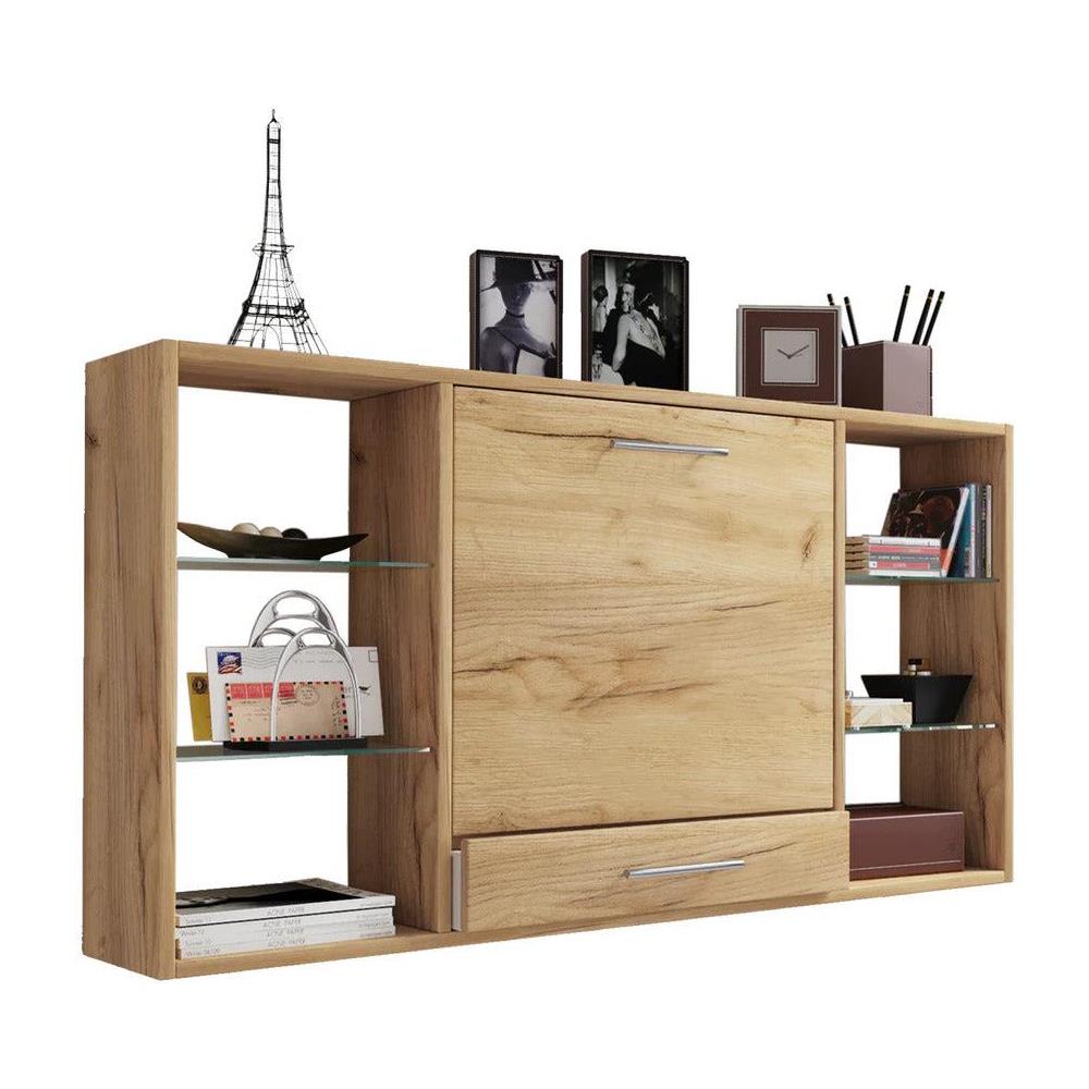 Scrivania da Parete H. 60 cm x L. 115 cm x P. 20 cm Quercia /miele - Foto 3