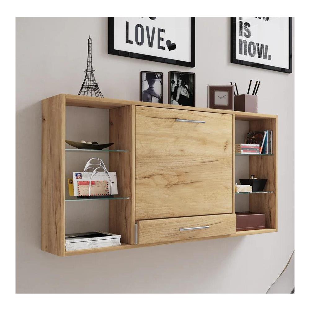 Scrivania da Parete H. 60 cm x L. 115 cm x P. 20 cm Quercia /miele - Foto 1