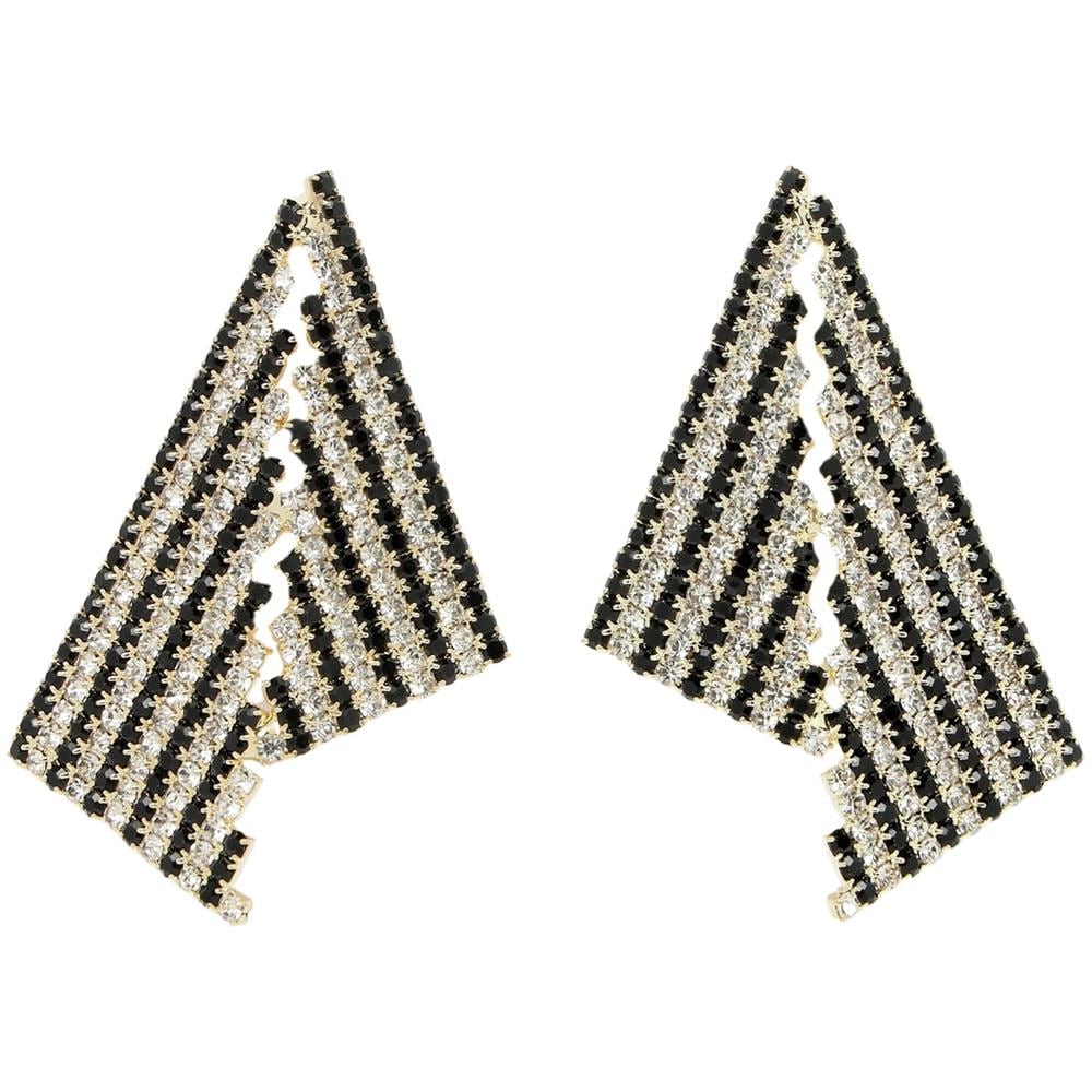 Orecchini Triangolo Asimmetrico in Cristallo Bianco - Foto 1
