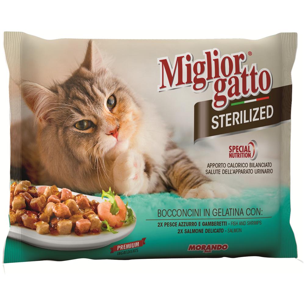 Miglior Gatto Sterilized Buste X 4 Pezzi Pesce Gamb Salmone