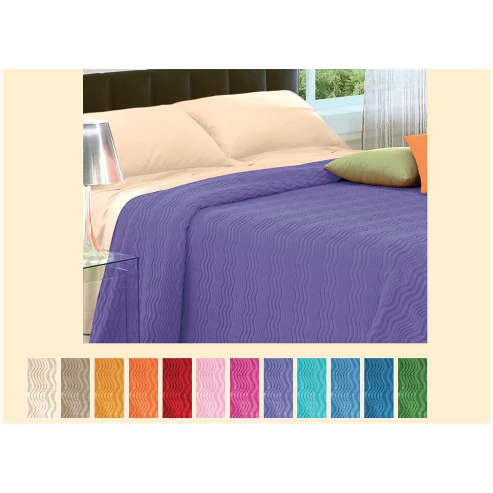 Copriletto Tinta Unita In Morbidissima Ciniglia A Onde 100% Cotone Vari Colori 1 Piazza e Mezza Viola 8 - Foto 3