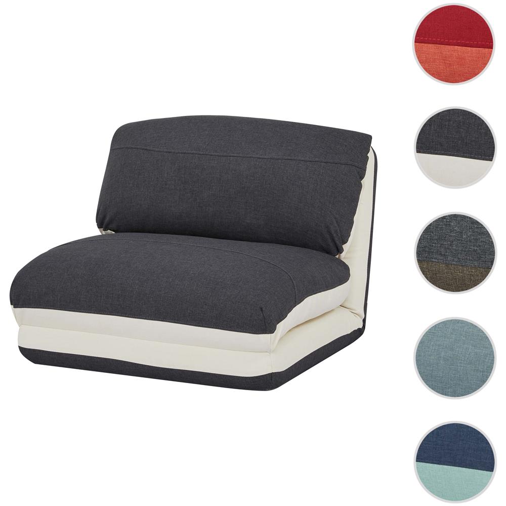 Poltrona Letto Pouf Relax Mendler HWC-E68 Trasformabile In Grigio Blu: Da Poltrona A Letto Singolo In Un Attimo. Schienale Regolabile In 5 Posizioni, Rivestimento In Tessuto, Struttura In Metallo. Dimensioni Poltrona 75x75x60cm, Letto 217x75cm. Perfetta Per Un Angolo Relax. - 4