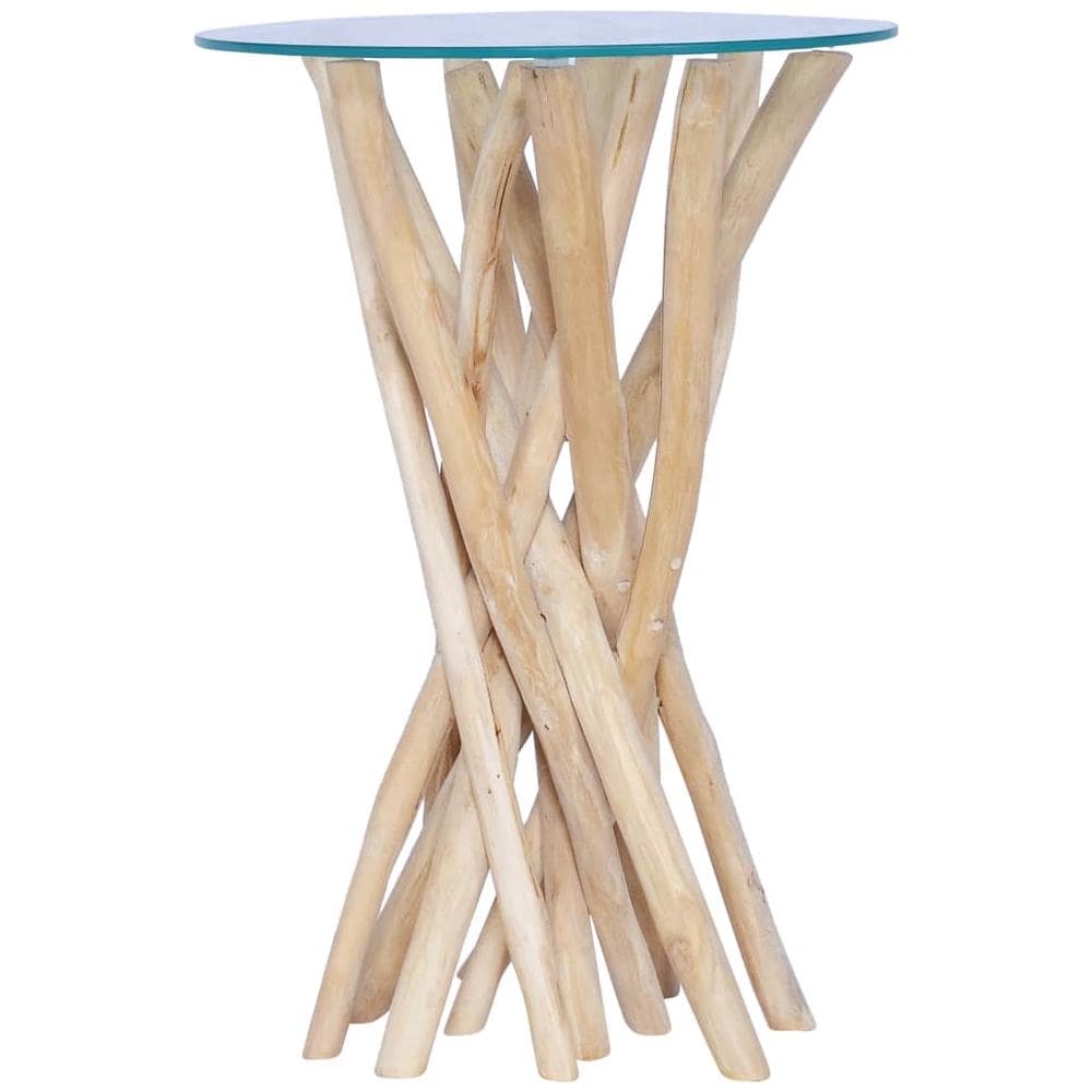 Tavolino Da Caff Ripiano In Vetro 35x35x50 Cm In Legno Di Teak - Foto 1