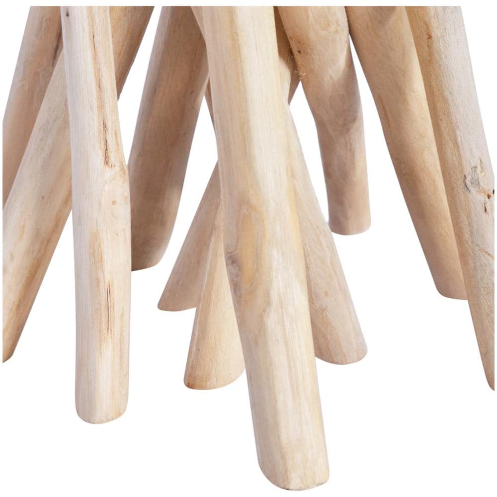Tavolino Da Caff Ripiano In Vetro 35x35x50 Cm In Legno Di Teak - Foto 2
