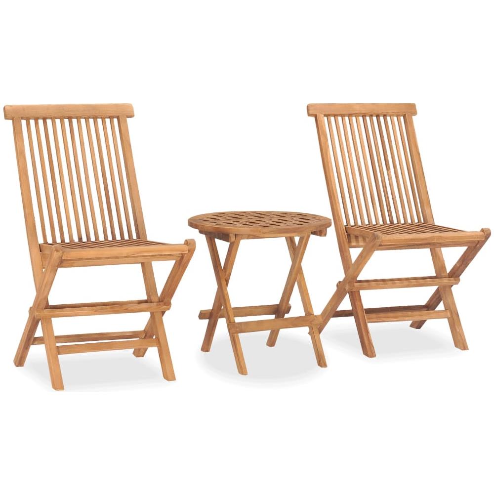 Set da Pranzo Giardino Pieghevole 3 pz Cuscino Massello di Teak - Foto 3