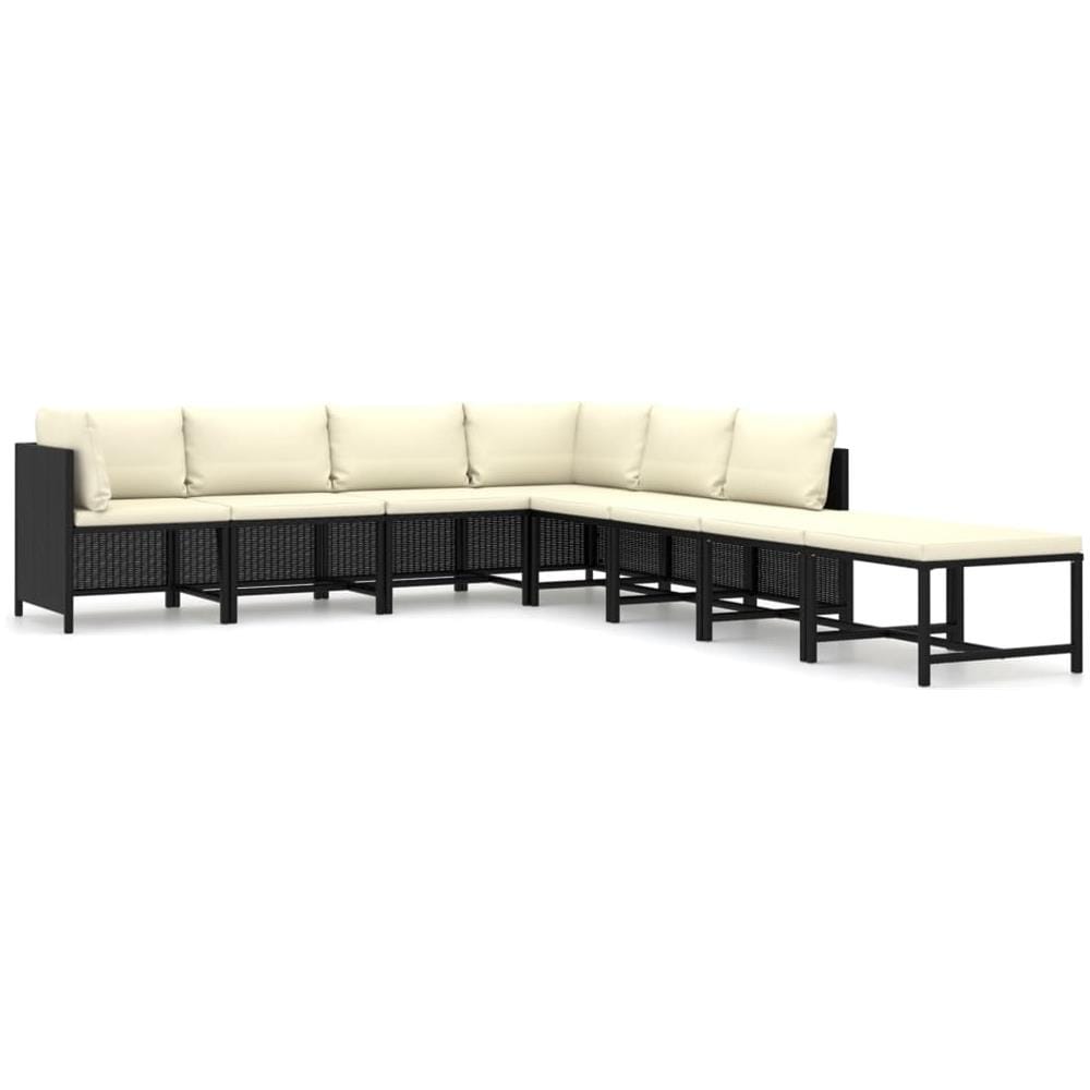 Set Divani da Giardino 8 pz con Cuscini in Polyrattan Nero - Foto 1