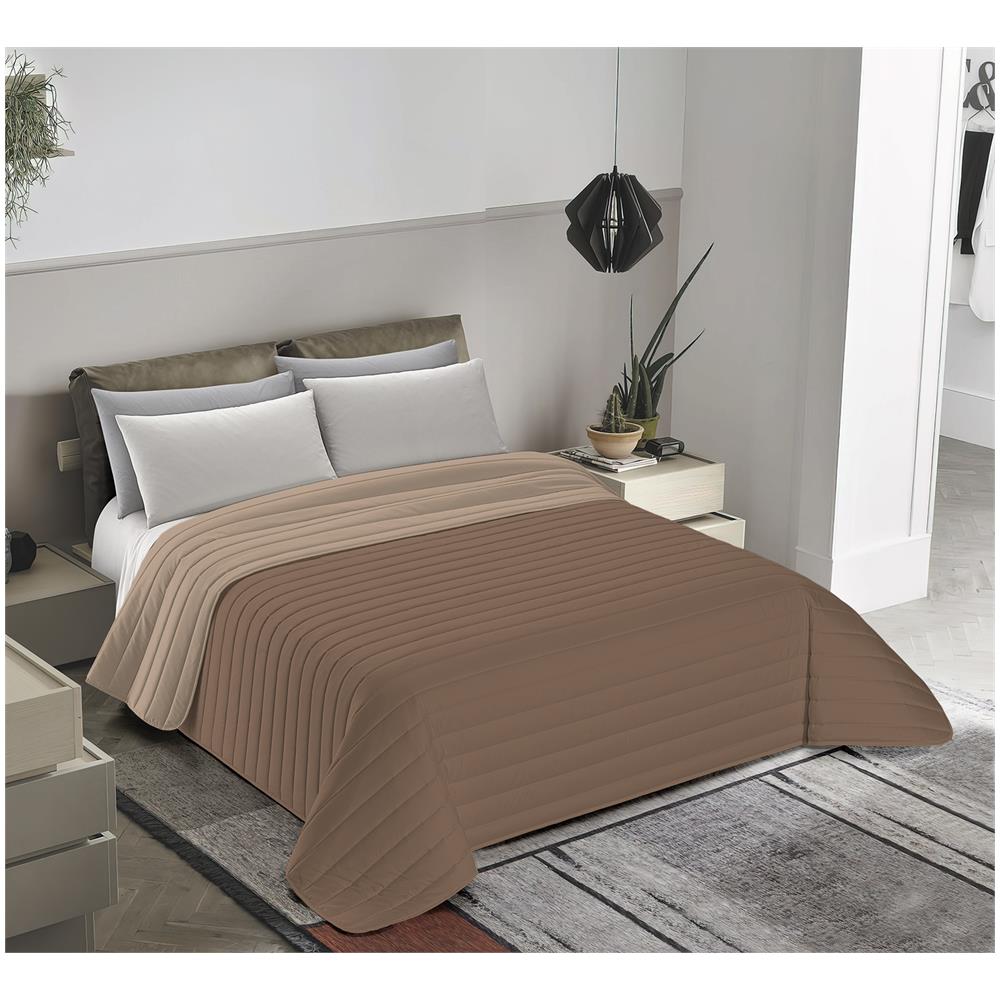 Trapuntino Copriletto Primavera Estate Autunno - 2 Piazze 250x260 Cm Beige / marrone Chiaro - Foto 1