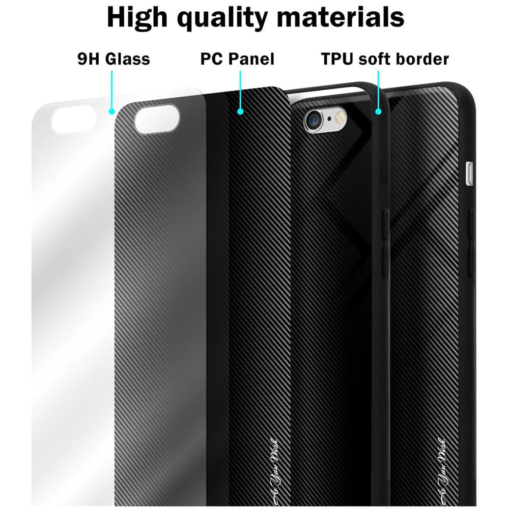 Custodia Compatibile Con Apple Iphone 6 / 6s - Ottica A Strisce In Opale Nero - Coperchio Protettivo In Vetro Temperato E Silicone Tpu - Foto 7