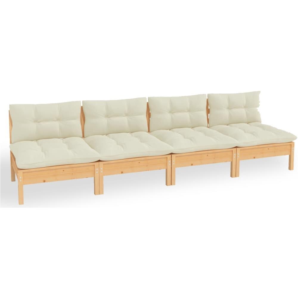 Divano Da Giardino A 4 Posti Con Cuscini Crema Massello Di Pino - Foto 2